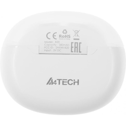 Гарнитура вкладыши A4Tech 2Drumtek B20 TWS белый беспроводные bluetooth в ушной раковине (B20 GRAYISH WHITE)
