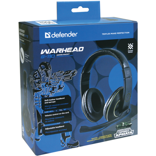 Defender Игровая гарнитура Warhead G-110 черный, кабель 2,1 м