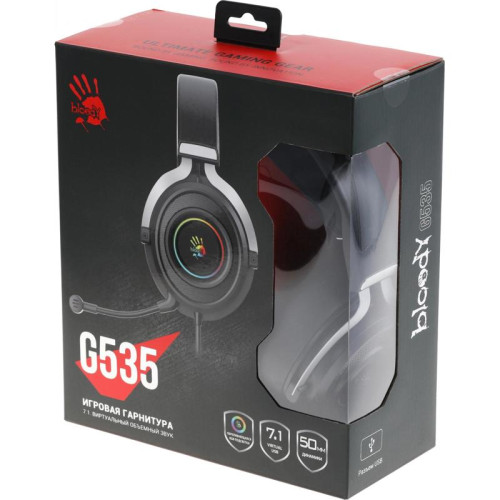 Наушники с микрофоном A4Tech Bloody G535 черный/серебристый 2м мониторные USB оголовье (G535 (BLACK+SILVER) USB)
