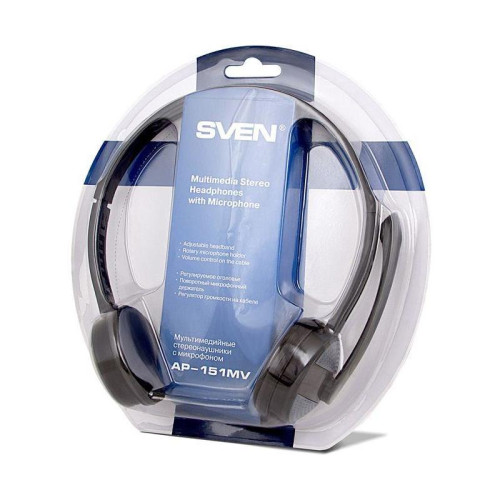 Гарнитура накладные Sven AP-151MV 1.2м черный проводные оголовье (SV-015411)