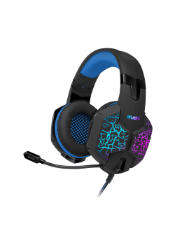 Игровые стереонаушники с микрофоном SVEN AP-U980MV, черный-синий (USB, LED, 7.1)