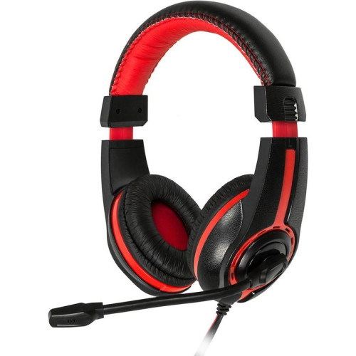 Наушники с микрофоном Оклик HS-L200 черный/красный 2.2м накладные оголовье (359484)