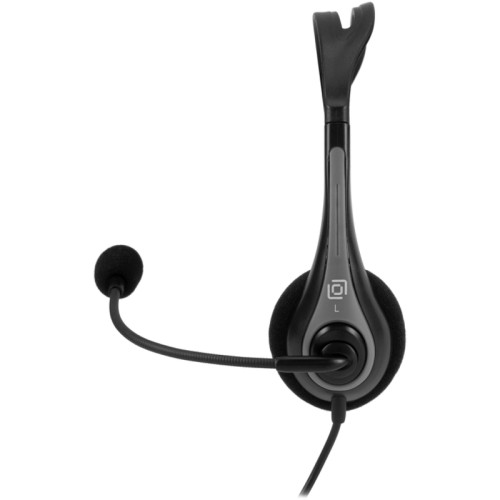 Наушники с микрофоном Оклик HS-M300 черный/серый 1.8м накладные оголовье (1876323)