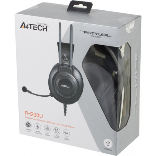 Наушники с микрофоном A4Tech Fstyler FH200U серый 2м накладные USB оголовье (FH200U GREY)