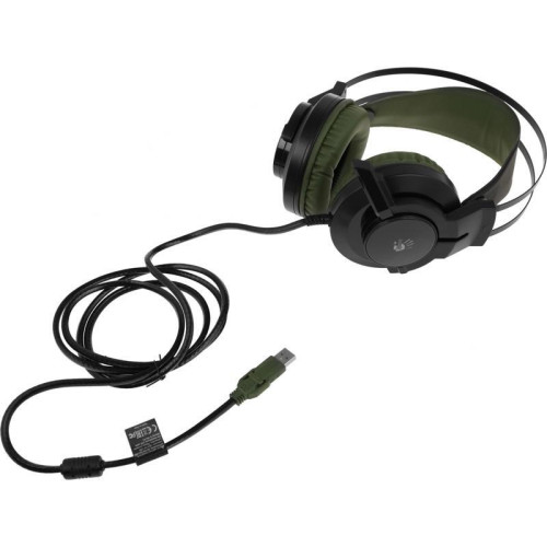 Наушники с микрофоном A4Tech Bloody J450 черный/зеленый 1.8м мониторные оголовье (J450)