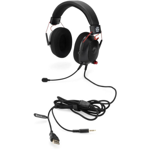 Наушники с микрофоном Oklick HS-L305G черный/красный 2м мониторные оголовье (2060511)