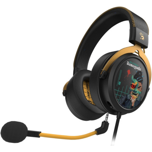 Наушники с микрофоном A4Tech Bloody M595 Renegade желтый/рисунок 2.3м мониторные USB оголовье (M595)