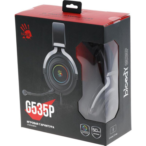 Наушники с микрофоном A4Tech Bloody G535P черный/серебристый 2м мониторные оголовье (G535P 4PIN+USB/BLACK+SILVER)