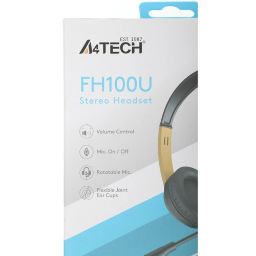 Наушники с микрофоном A4Tech Fstyler FH100U желтый/черный 2м накладные USB оголовье (FH100U (BUMBLEBEE))