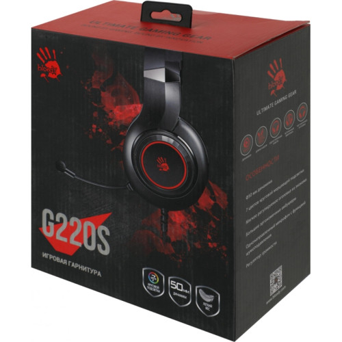 Наушники с микрофоном A4Tech Bloody G220S черный 2м мониторные USB оголовье (G220S USB/ BLACK) Наушники с микрофоном A4Tech Bloody G220S черный 2м мониторные USB оголовье (G220S USB/ BLACK)