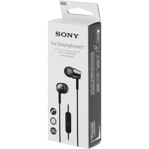 Гарнитура внутриканальные Sony MDR-EX155AP 1.2м черный проводные в ушной раковине (MDR-EX155APB)
