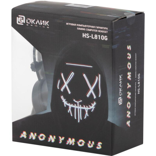 Наушники с микрофоном Oklick HS-L810G ANONYMOUS черный 2.2м мониторные оголовье (1460164)