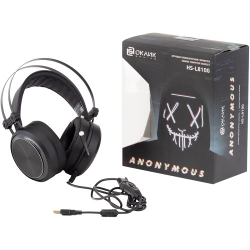 Наушники с микрофоном Oklick HS-L810G ANONYMOUS черный 2.2м мониторные оголовье (1460164) Наушники с микрофоном Oklick HS-L810G ANONYMOUS черный 2.2м мониторные оголовье (1460164)