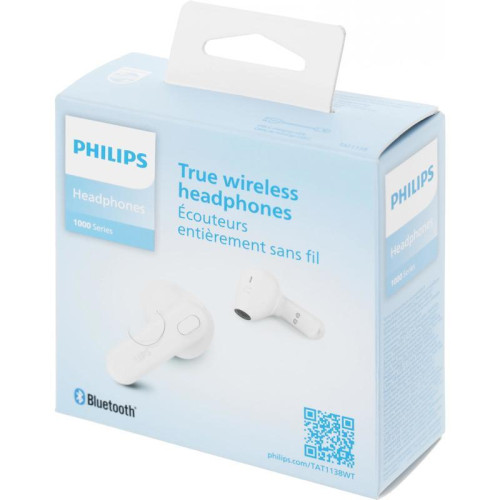 Гарнитура вкладыши Philips TAT1138WT/00 белый беспроводные bluetooth в ушной раковине
