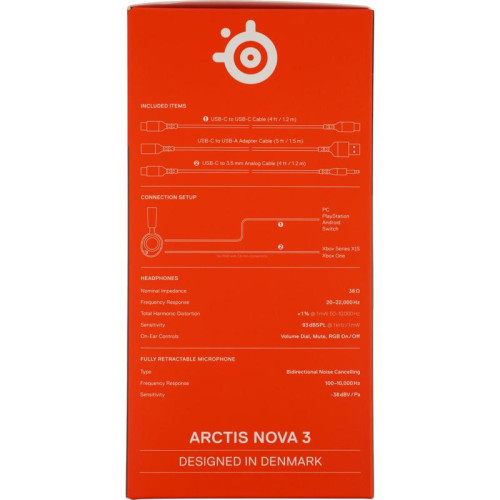 Наушники с микрофоном Steelseries Arctis Nova 3 черный 1.2м накладные оголовье (61631)