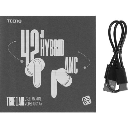 Гарнитура Tecno True 1 Air TU01 черный беспроводные bluetooth в ушной раковине (TU01 AIR ELEGANT BLACK)