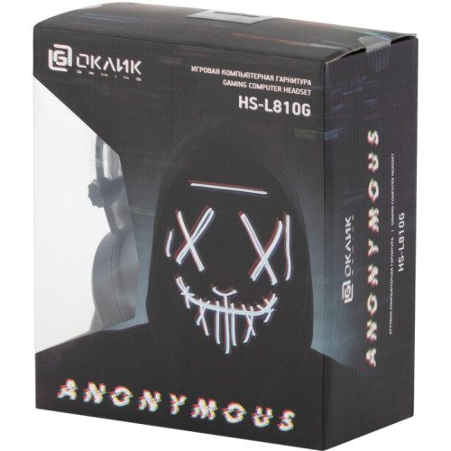 Наушники с микрофоном Oklick HS-L810G ANONYMOUS черный 2.2м мониторные оголовье (1460164) Наушники с микрофоном Oklick HS-L810G ANONYMOUS черный 2.2м мониторные оголовье (1460164)
