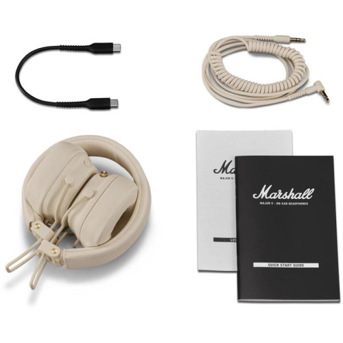 Гарнитура накладные Marshall Major V бежевый беспроводные bluetooth оголовье (MAJOR V CREAM)