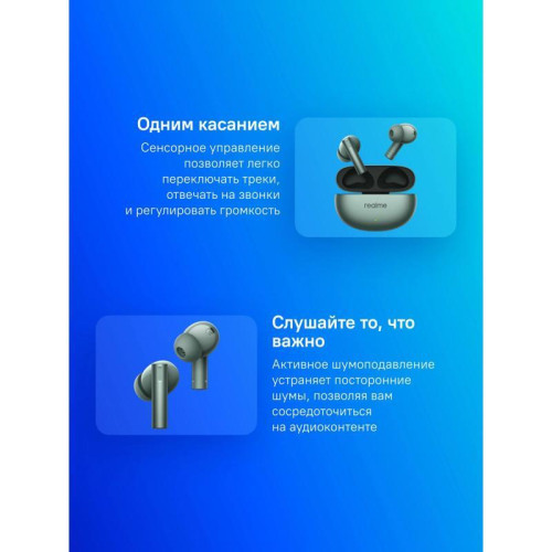 Гарнитура внутриканальные Realme Buds Air 6 зеленый беспроводные bluetooth в ушной раковине (631209000124)
