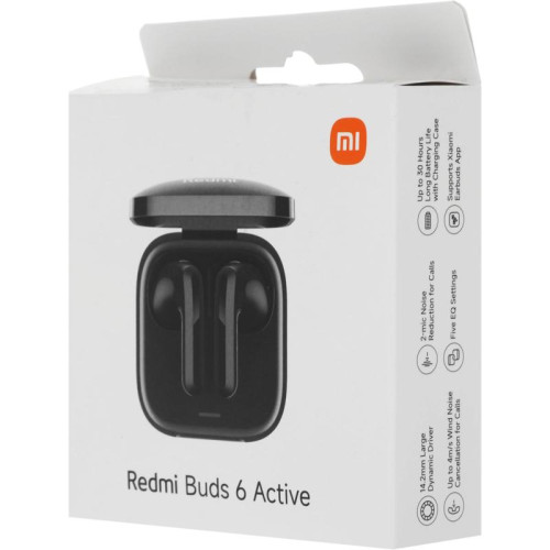 Гарнитура вкладыши Xiaomi Buds 6 Active M2344E1 черный беспроводные bluetooth в ушной раковине (BHR8396GL)