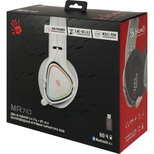 Наушники с микрофоном A4Tech Bloody MR710 серый 1.5м мониторные BT/Radio оголовье (MR710 GREY)