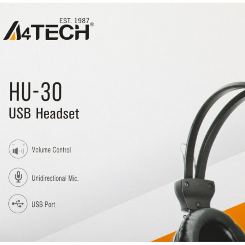 Наушники с микрофоном A4Tech HU-30 черный 2м накладные USB оголовье Наушники с микрофоном A4Tech HU-30 черный 2м накладные USB оголовье