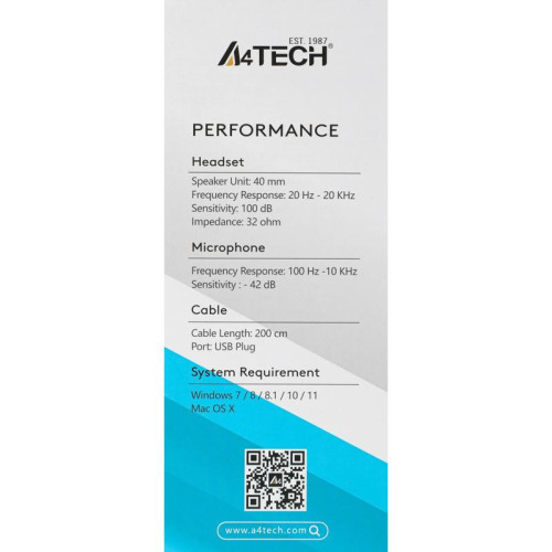 Наушники с микрофоном A4Tech Fstyler FH100U черный 2м накладные USB оголовье (FH100U (STONE BLACK))
