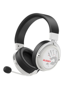 Наушники с микрофоном A4Tech Bloody MR590 Sports белый/черный 1.5м мониторные BT/Radio/3.5mm оголовье (MR590+ WIRED/SPORT WHITE)