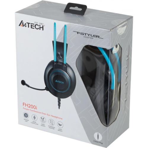 Наушники с микрофоном A4Tech Fstyler FH200i серый/синий 1.8м накладные оголовье (FH200I BLUE)