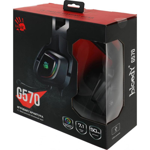Наушники с микрофоном A4Tech Bloody G570 черный/серый 2м мониторные USB оголовье (G570 (BLACK+GREY) USB)