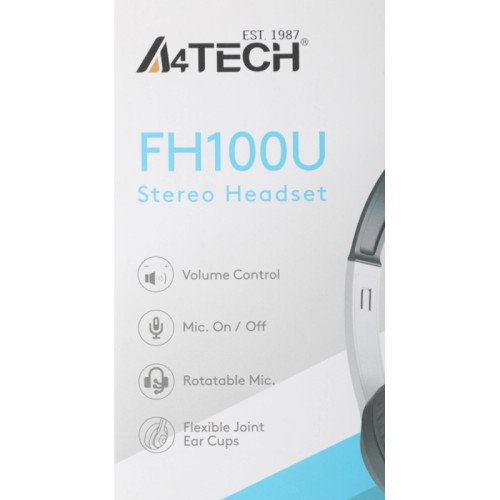 Наушники с микрофоном A4Tech Fstyler FH100U белый/черный 2м накладные USB оголовье (FH100U (PANDA))