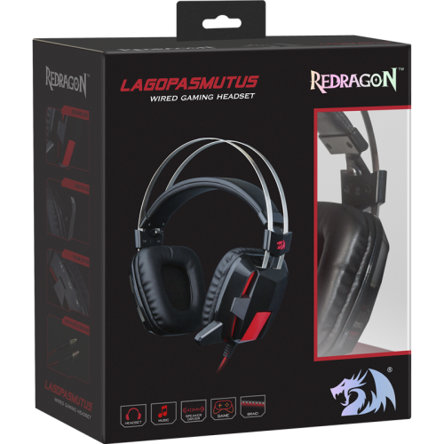 Redragon Игровая гарнитура Lagopasmutus 2 красный + черный, кабель 2 м Redragon Игровая гарнитура Lagopasmutus 2 красный + черный, кабель 2 м