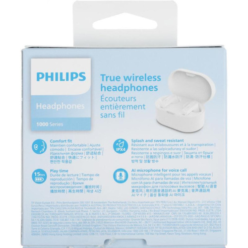 Гарнитура вкладыши Philips TAT1138WT/00 белый беспроводные bluetooth в ушной раковине