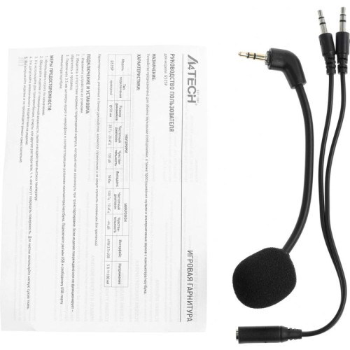 Наушники с микрофоном A4Tech Bloody G535P черный/серебристый 2м мониторные оголовье (G535P 4PIN+USB/BLACK+SILVER)