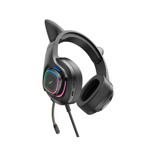 Наушники с микрофоном Hoco W107 Cute cat черный 2м мониторные USB оголовье (W107)