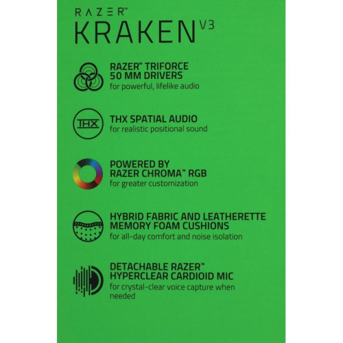 Наушники с микрофоном Razer Kraken V3 черный 1.2м мониторные оголовье (RZ04-03770200-R3M1)