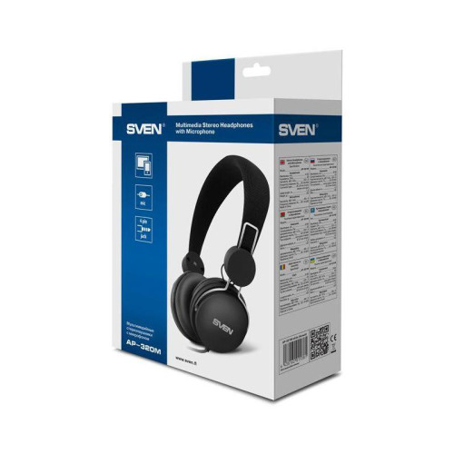 Гарнитура накладные Sven AP-320M 1.2м черный проводные оголовье (SV-015374)