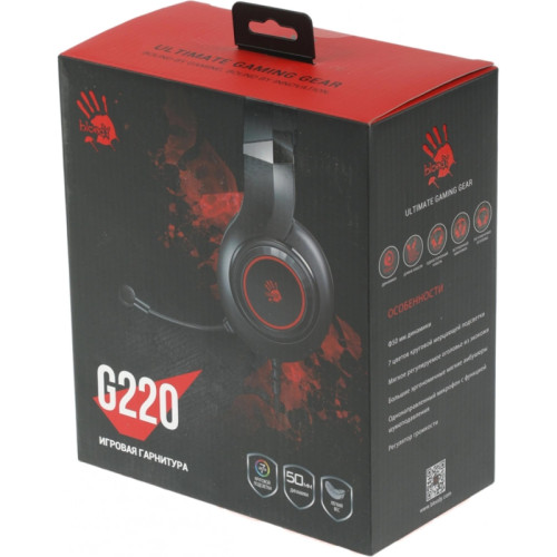 Наушники с микрофоном A4Tech Bloody G220 черный 2м мониторные оголовье (G220 AUX3.5-4PIN + USB)