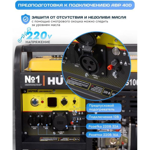 Генератор Huter LDG 10000LXA 8.5кВт