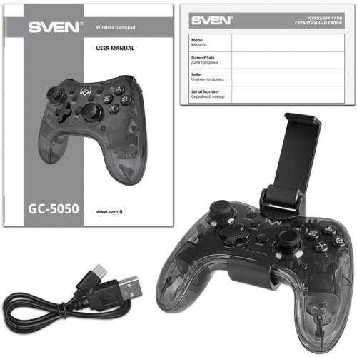 Беспроводной геймпад SVEN GC-5050 (14 кл. 2 стика, D-pad, PS4/PS3/NS/PC/Android/iOS, RGB)