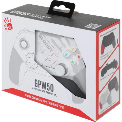 Геймпад A4Tech Bloody GPW50 Sports белый USB Беспроводной виброотдача обратная связь (GPW50 SPORTS WHITE)