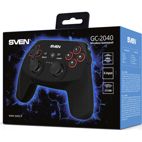 Беспроводной геймпад SVEN GC-2040 (11 кл. 2 мини-джойстика, D-pad, Soft Touch, PC/PS3/Xinput)