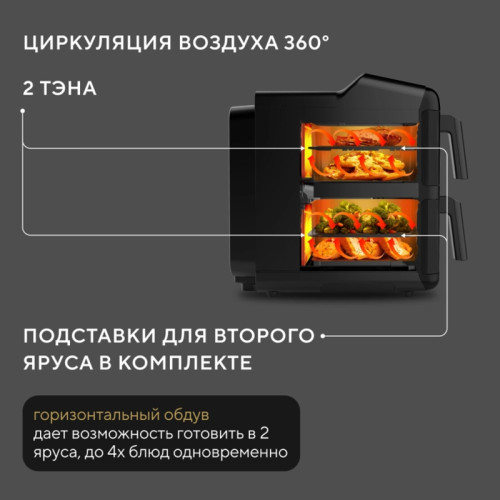Аэрогриль Hyundai HYF-9084 3000Вт черный/черный