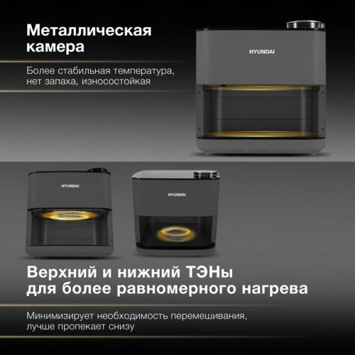 Аэрогриль Hyundai HYF-9085 2000Вт темно-серый/серебристый