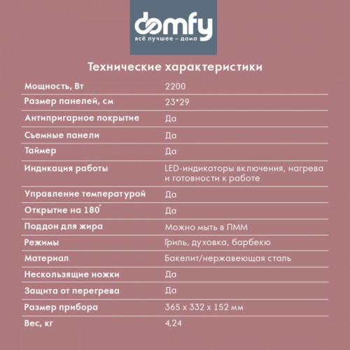 Электрогриль Domfy Metal DSM-EG502 2200Вт черный/серебристый Электрогриль Domfy Metal DSM-EG502 2200Вт черный/серебристый