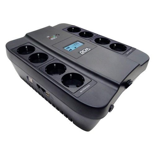 UPS SPD-750U LCD, line-interactive, digital display, 750 VA, 450 watts, 4 Euro sockets with backup power supply, 4 Euro sockets with filtering, USB protection RJ45/RJ11, lead acid battery 12V 9Ач, WxDxH 285х232х103мм, 7.4 kg