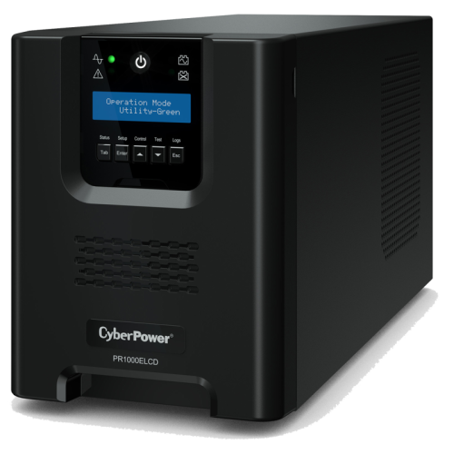 ИБП CyberPower PR1000ELCD, Line-Interactive, 1000VA/900W, 8 IEC-320 С13 розеток, USB&Serial, SNMPslot, LCD дисплей, Black, 0.6х0.35х0.4м., 21кг./ UPS Line-Interactive CyberPower PR1000ELCD 1000VA/900W USB/RS-232/EPO/SNMPslot (8 IEC С13)