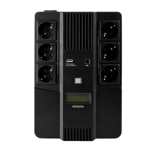 Источник бесперебойного питания NERPA RU 600ВА/360Вт, LCD, 6 розеток Schuko, Зарядка USB, АКБ 9 Ач/12 В Источник бесперебойного питания NERPA RU 600ВА/360Вт, LCD, 6 розеток Schuko, Зарядка USB, АКБ 9 Ач/12 В