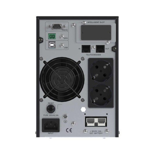Онлайн ИБП ДКС серии Small Tower, 1000 ВА/900 Вт, 1/1, 2xSchuko, EPO, USB, RS-232, RJ45, з/у 6А, без АКБ Онлайн ИБП ДКС серии Small Tower, 1000 ВА/900 Вт, 1/1, 2xSchuko, EPO, USB, RS-232, RJ45, з/у 6А, без АКБ
