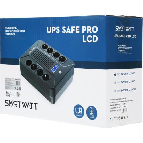Источник бесперебойного питания Smartwatt SAFE PRO LCD 600 360Вт 600ВА черный